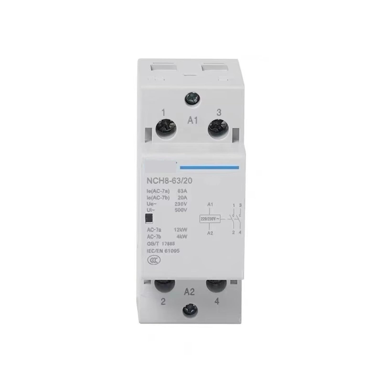 Contattore CA, compatibile con CHINT, | NCH8 20A 25A 40A 63A 1NO 1NC 2NO 2NC 4NO Guida Din for uso domestico MIni 220V 230V 400V 63/22 63/4(63A 2NO 2NC)