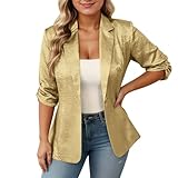 Blaser Jacke Damen   Stilvolle Lässige Einfarbige Jacke Für Business  Und Alltagsoutfits (Gold XL)