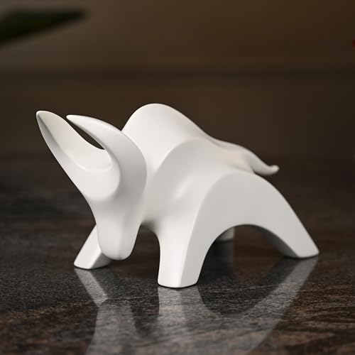 Image of Artarium Stylized Charging Bull Figurine Showpiece for Home Decor Sculpture Antique Design Home Decoration Hand Made Bull Statue (Stylized Charging Bull White)