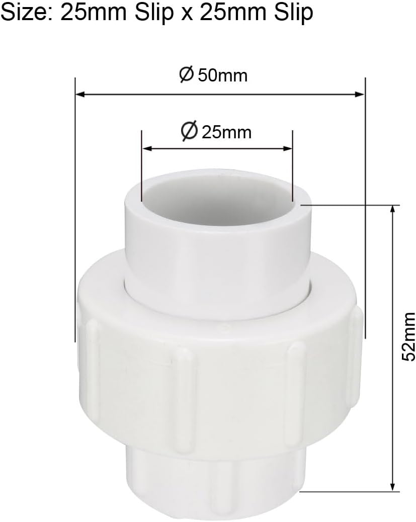 uxcell 25mm Slip x 25mm Slip Metric PVC Pipe Fitting Union Solvent Socket Quick Connector