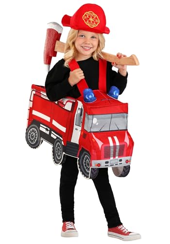 Fun Costumes Firefighter Truck Costume | Tunic Polyblend Fire Truck with Printed Graphics for Toddlers 2T/4T