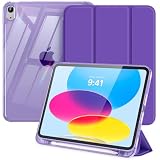 MoKo Custodia per iPad (A16) 11 Gen 11 Pollici (2025), Custodia per iPad 10 Gen (2022) con Portapenna Sinistro, Cover Sottile a Tre Ante per iPad-11 Pollici con Retro in TPU Trasparente,Viola Profondo