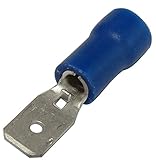 Peso unitario: 0.5gr. AERZETIX - Juego de 100 - Terminales eléctricos planos - Macho - Aislado - en cobre - 4.8x0.5mm - 1.5x2.5mm² - Azul - para crimpar - C43876