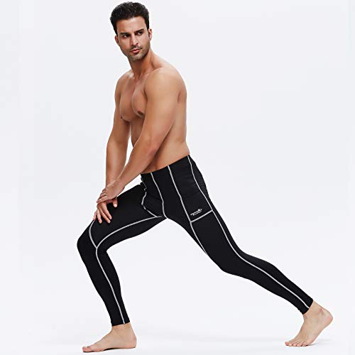 apollo walker Men\'s Compression Leggings Quick Dry Athletic Cycling Pants, Running Riding Tights Base Layer Bottoms Black - Thumbnail 3