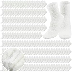 Cuffbow 100 Pairs Bulk Fuzzy Socks for Men Women Warm Soft Slipper Fluffy Cozy Socks Bulk Winter Christmas Gifts for Homeless