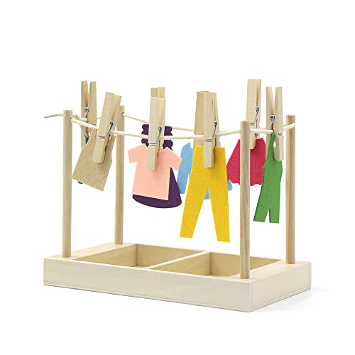 Kiddison Montessori Clothesline Activity Set – Practical Life Clothespin Work for Fine Motor Skills, Preschool & Classroom Use (Casa), Ages 3+