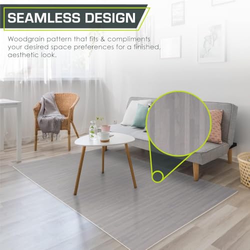 Image of ProsourceFit Wood Grain Puzzle Mat 1 /2-inch, 12 EVA Foam Interlocking Floor Tiles (48 SQ FT) for Secure Indoor Gym Flooring, Office Spaces, Living Rooms, and Play Areas, Slate Grey