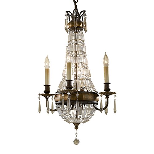 Feiss Bellini 4Lt Kronleuchter, Kristall, Oxidized Bronze/British Bronze, Modern, Warm White, 4600W, Fernbedienung, Hängend, Wohnzimmer