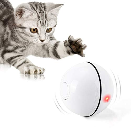 Interactive Cat Toys Ball with LED Light, 360 Degree Self Auto Rotating Intelligent Ball, Smart USB Rechargeable Spinning Cat Ball Toy,Stimulate Hunting Instinct Kitten Funny Chaser Roller Pet Toy