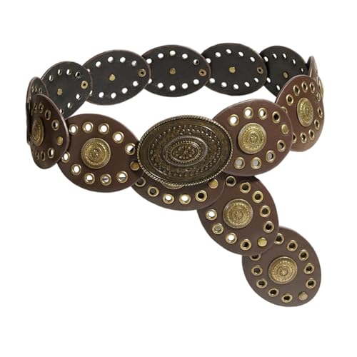 Women Waist Belt Style Boho Wide Belt for Shopping Jeans Corset Trousers Western Fashion Accessory 6cm Width Adjustable Buckle- Coffee