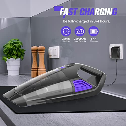 ATONEP Handheld Vacuum Cordless Cleaner,Powerful Portable and Dust Buster Hand Vcauum Rechargeable with Large-Capacity Battery for CarPetOfficeHome (Purple) — view 4