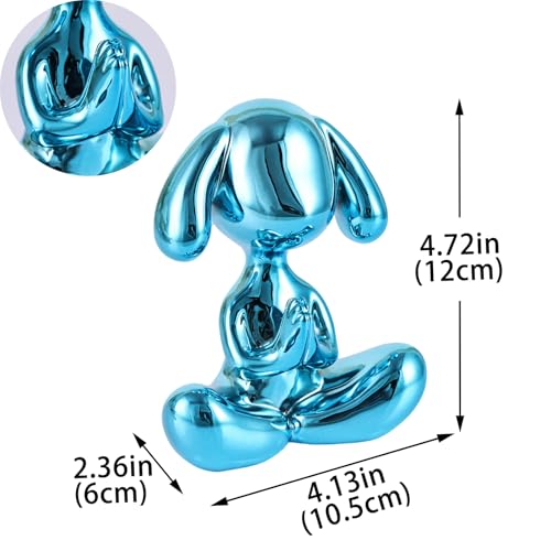 Estatua Decorativa de Perro Meditando Azul para Escritorio miniatura 3