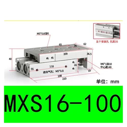 Cylindre coulissant MXS16-100 pneumatique guidé pour table linéaire - 2