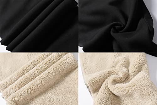 Faskunoie Men's Heavy Sweatpants Winter Fleece Heavyweight Sherpa Lined Pants Navy Blue #TOP5