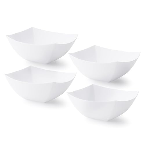 4 Pack Disposable White Plastic Serving Bowls 8oz