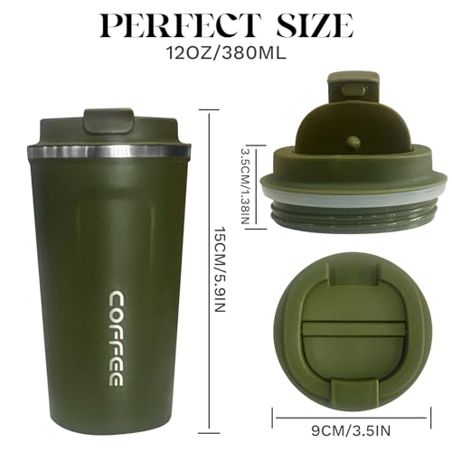 Image of Insulated Travel Coffee Mug, Stainless Steel Coffee Cup with Leakproof Lid