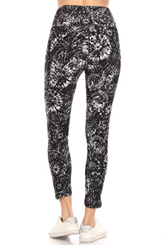 Leggings Depot Women's Reflective 7/8 Yoga Pants With Pockets-P513, Coal Tie Dye, X-Large #TOP3