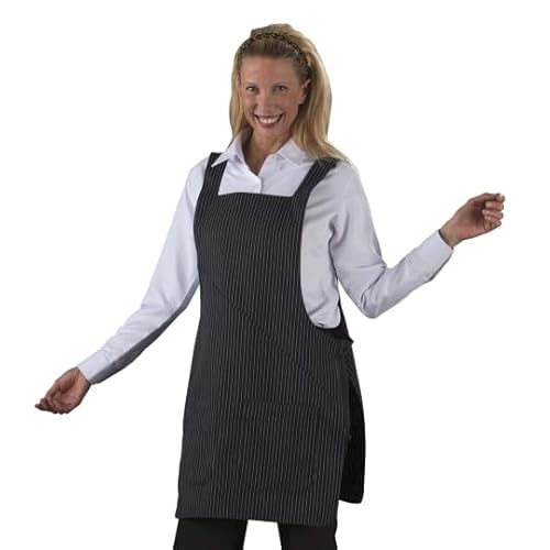 Hurry Jump Tablier sans manches femme Noir rayé blanc type blouse chasuble Tablier chasuble