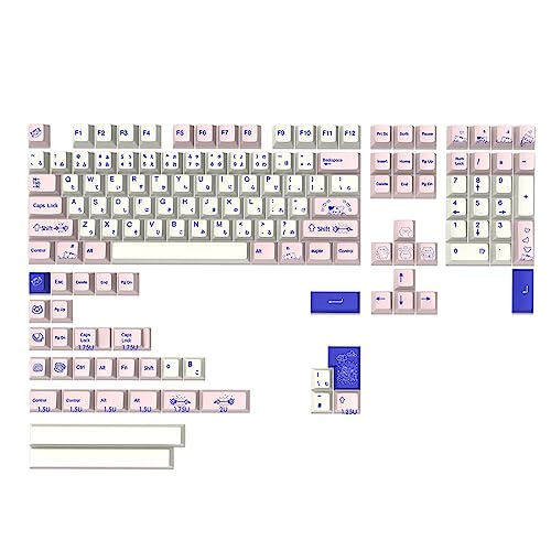 BaoFufc Juego de teclas gruesas Pbt de 145 teclas con diseño de Pussycat CherryProfile para tapas de teclado mecánico, teclas gruesas de Pbt, 145 teclas con temática de Pussycat CherryProfile para