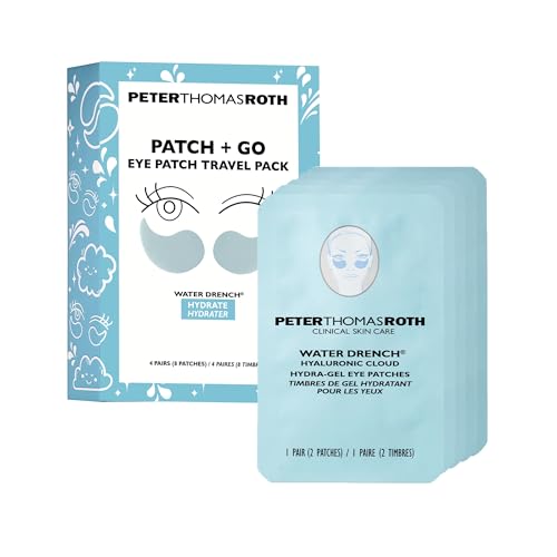 Peter Thomas Roth Holiday Kit – Water Drench Hydra-Gel Travel Pack 4-Pairs – Hydrating Eye Patches with Hyaluronic Acid, Collagen & Caffeine – Anti-Ageing Eye Care