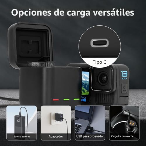 Cargador triple Go Pro Hero 13 para evitar quedarte sin batería 3