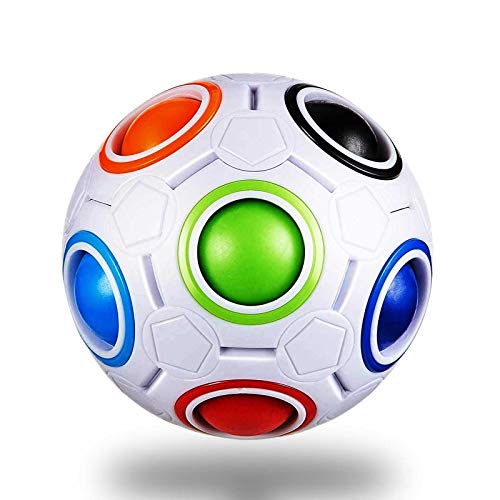 Claysen Magic Rainbow Puzzle Ball, Fidget Blocks for Stress and Anxiety Relief Mini Preschool Toys, Magic Cube Ball Relaxing Hand-Held for Adults and Kids, Killing Time for ADD/ADHD/OCD (12 Holes)