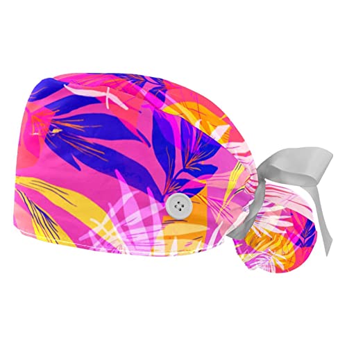 Chapeau de travail contre la chaleur et la transpiration avec motif tropical rose
