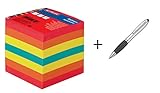 farbig, 80g/m² Notizklotz / 90X90X90mm / 700 Blatt farbige Notizzettel + Touchpen Kugelschreiber
