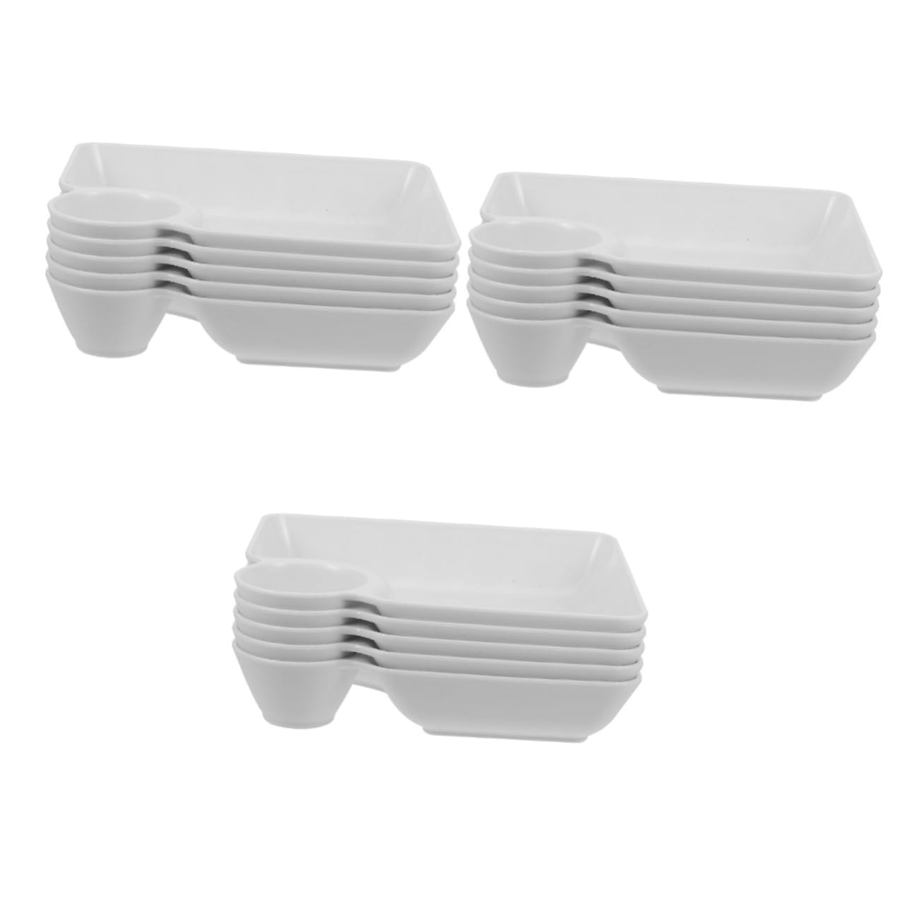 Cabilock 3sets Dinner Plate Sauce Holder Plate for Dumpling Plate with Sauce Compartment Dumpling Dishes Food Serving Plate Dumpling Platter Breakfast Plate Food Plate White Plastic 5pcs*3