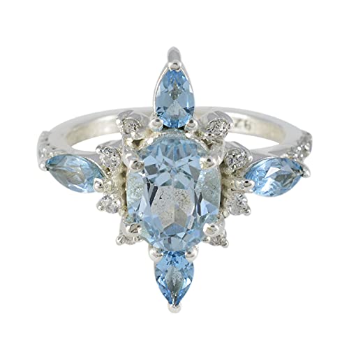 Bague en topaze bleue naturelle et argent 925, l'accessoire unisexe idéal pour vos journées