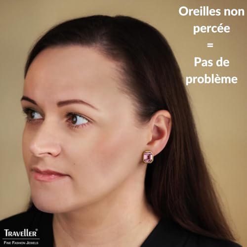 Boucles d'oreilles clip sans perçage Traveller violet améthyste plaqué or 22kt