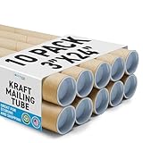 MagicWater Supply Mailing Tube - 3 in x 24 in - Kraft - 10 Pack - for Shipping and Storage of Posters, Arts, Crafts, and Documents