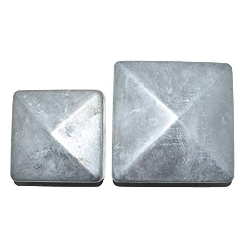 10 x 75mm x 75mm (3 x 3) Metal Pyramid Galvanised Fence Post Caps