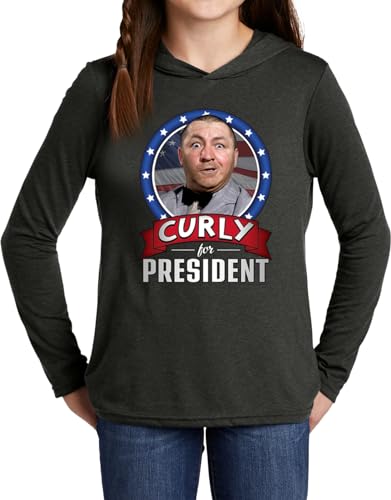 Buy Cool Shirts Three Stooges Curly for President Kids Long Sleeve Hoodie