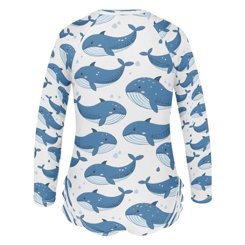 Cartoon Whale B Girls Long Sleeve Swimsuits One Piece Zipper Bathing Suit UPF 50+ Rashguard Swimwear3