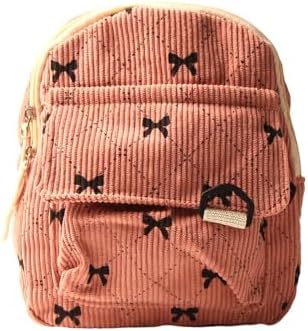 Acxico 1PC Women's Mini Backpack with Bow Detail – Lightweight Durable Synthetic Material, Zipper Closure, White Black Bow for Daily Outdoor Use image 2