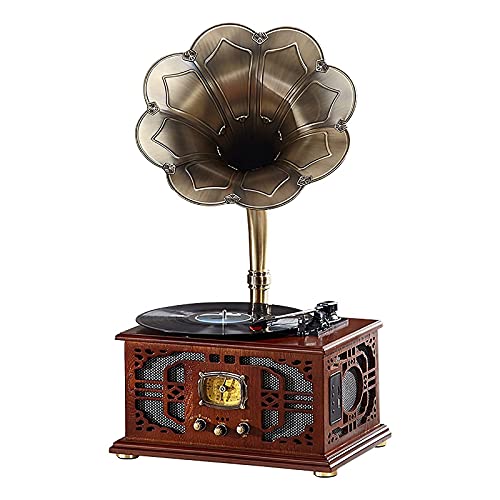 Gramophone Tourne-disque vintage avec corne en cuivre, phonographe vintage pour la maison, le bureau, chaque famille - Les Beatles, Paul McCartney, John Lennon, RIngo Starr, George Harrison Gramophone Tourne-disque vintage avec corne en cuivre, phonographe vintage pour la maison, le bureau, chaque famille
