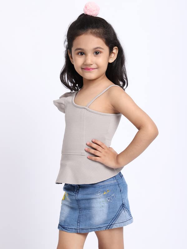 Image of ELEVANTO Crop top for Kids|One Side Off Shoulder Half Sleeve Crop top for Girls Crop top|Short Sleeve Summer Crop top for Girls-E19