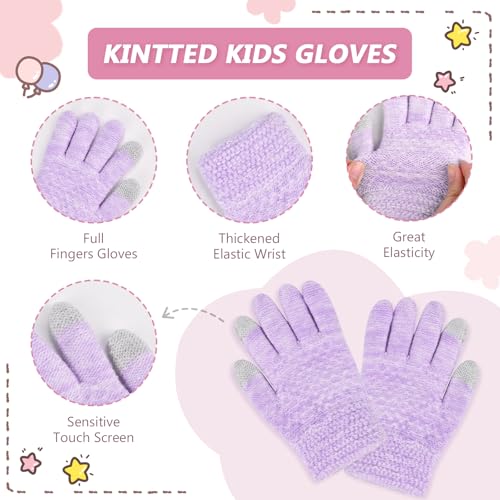 Image of Kids Winter Hat Gloves Scarf Set,Toddler Girls Winter Hat Kids Beanie with Pom Neck Warmer Gaiter Mittens Fleece Lined Set