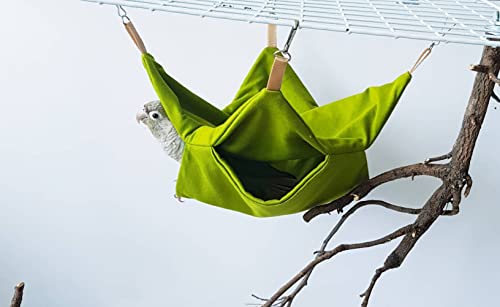 Image of Green Color Bird Nest House Hammock Hanging, Finch Cage Plush Fluffy Birds Hut Hideaway for Hamster Parrot Macaw Budgies Eclectus Parakeet Cockatiels Cockatoo Lovebird Green Cheek Conures