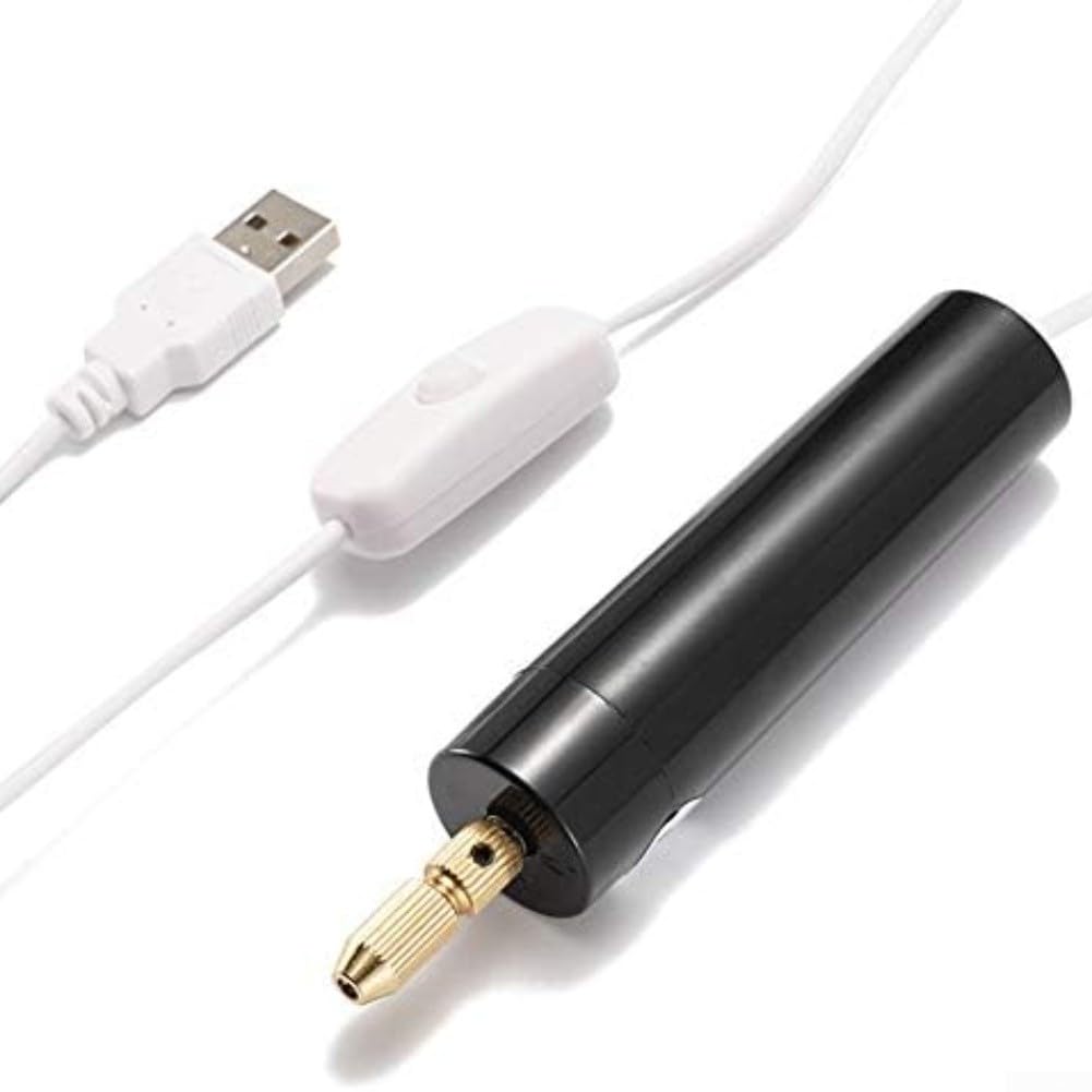 Set di trapano elettrico con 13 punte, mandrino da 0,7-1,2 mm, per resina, gioielli, legno, metallo, argilla, progetti fai da te, strumento di lucidatura portatile compatto (nero)