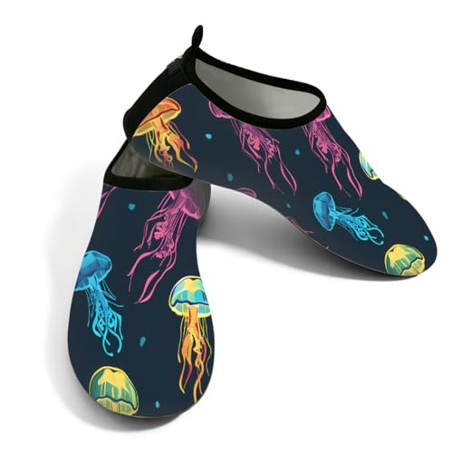 Ocean - Zapatos de agua de medusas coloridas para mujeres y hombres, zapatos de natación de secado rápido con suela TPR antideslizante, calcetines ligeros para playa, calcetines acuáticos para piscina