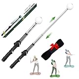 Retractable Golf Swing Training Aid, Portable Golf Swing Trainer for Warm Up Right-Handed Click Stick Golf Grip Trainer with Rhythm Click Sound, Golf Accessories for Beginners, Indoor Outdoor Practice
