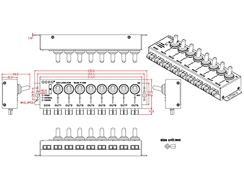 8 Channel Connector Power Splitter Distributor Source Strip, With 8 Independent Control Switch #TOP3