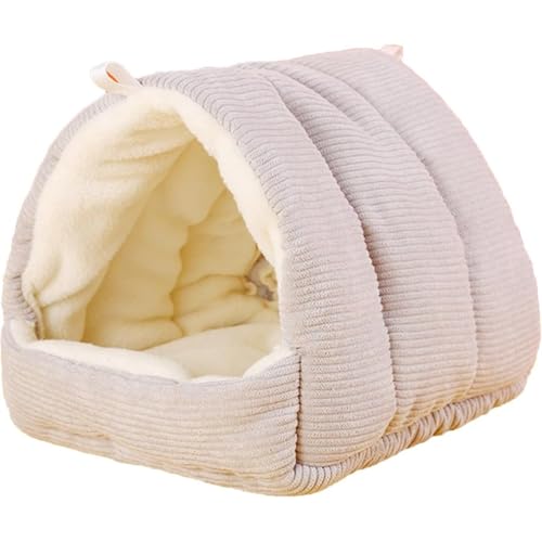 MsiDtsoy オウム モルモット フェレット うさぎ ベッド ハウス 家 小屋 寝床 隠れ家 吊り下げる鳥暖かい巣箱 ハムスターハンモック ハリネズミ ハウス ドーム型冬用ペットベッド 小動物ハウス 遊び場 寝床 (ライトグレー,S)