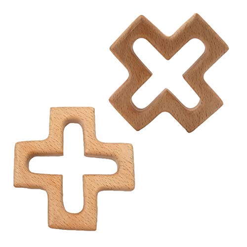 Image of 10pcs Natural Wooden Cross Children's Toy Pendant Pure Natural Beech Wood Animal Shape Toys for Handmade Home Decoration Crafts (10 pcs)