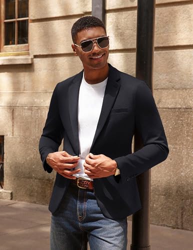 PJ PAUL JONES Herren Freizeit Anzugjacke Einfarbige Formelle modern 1 Knöpfe Sakko Slim Fit Sportlich Blazer, Schwarz, M