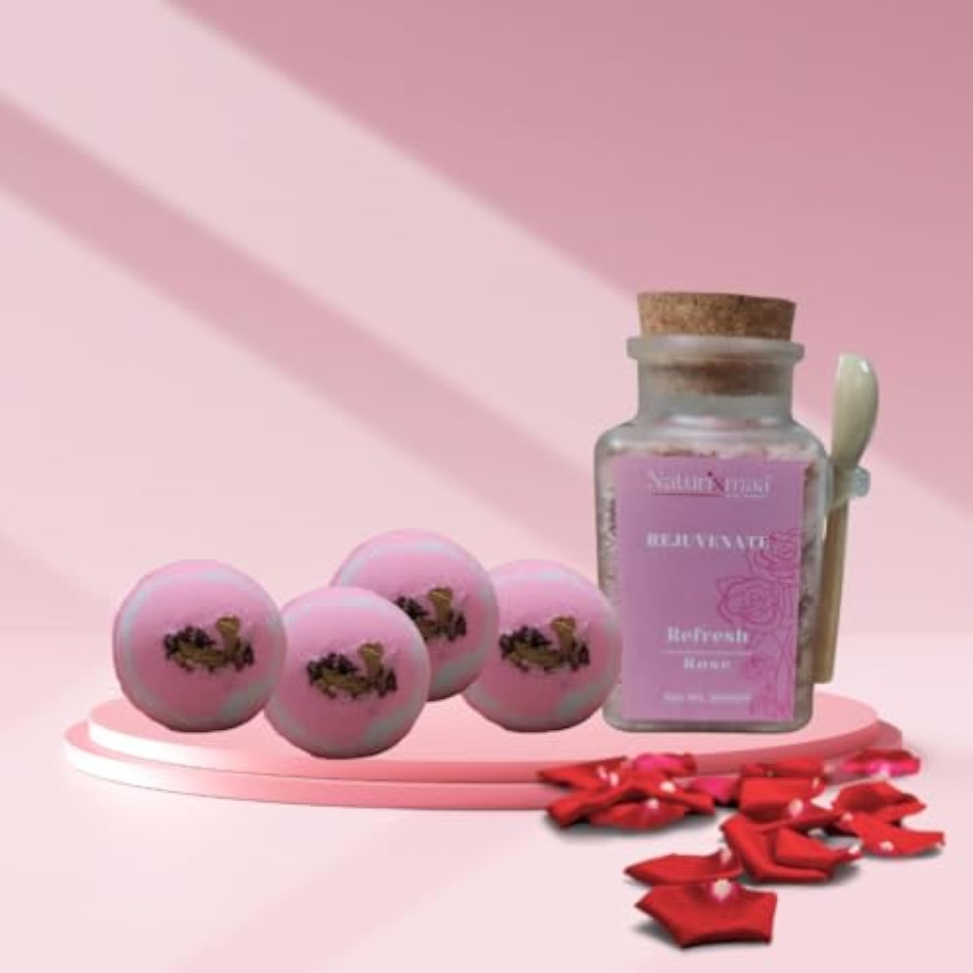 Rose Bath Salt and Bath Bombs Gift Set