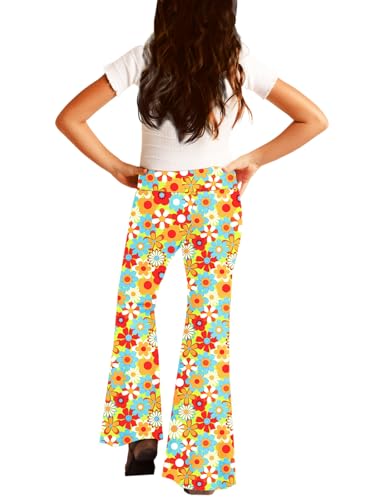 Image of Deerose Girls Halloween Hippie Bell Bottom Pants High Waist Flare Pants 5-14 Years