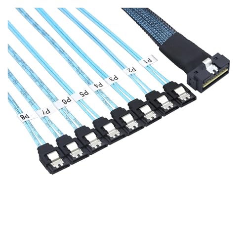 Cable interno Slimline S/AS 4.0 LP SFF-8654 a 8X SATA 0.5m miniatura 6